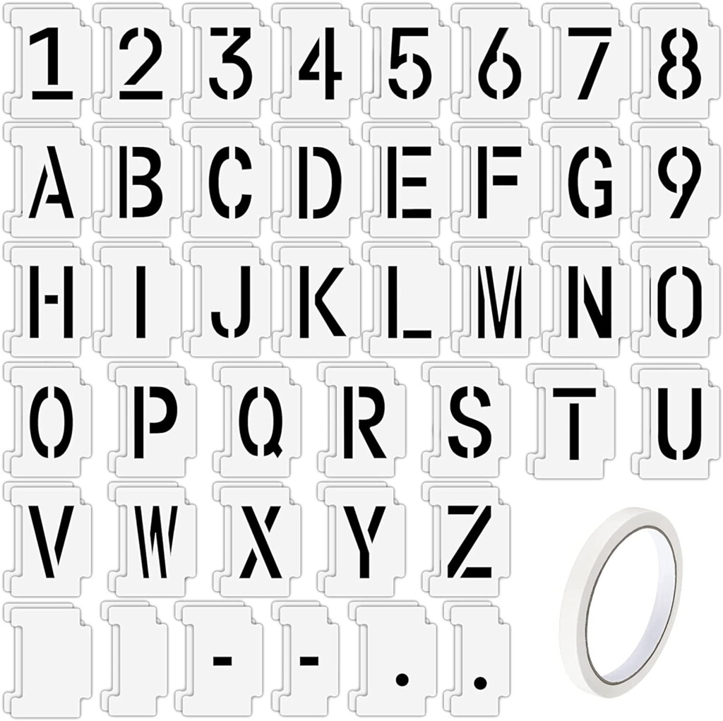 84 Pieces 6 Inch Curb Stencil Kit Letter Number Interlocking Reusable 