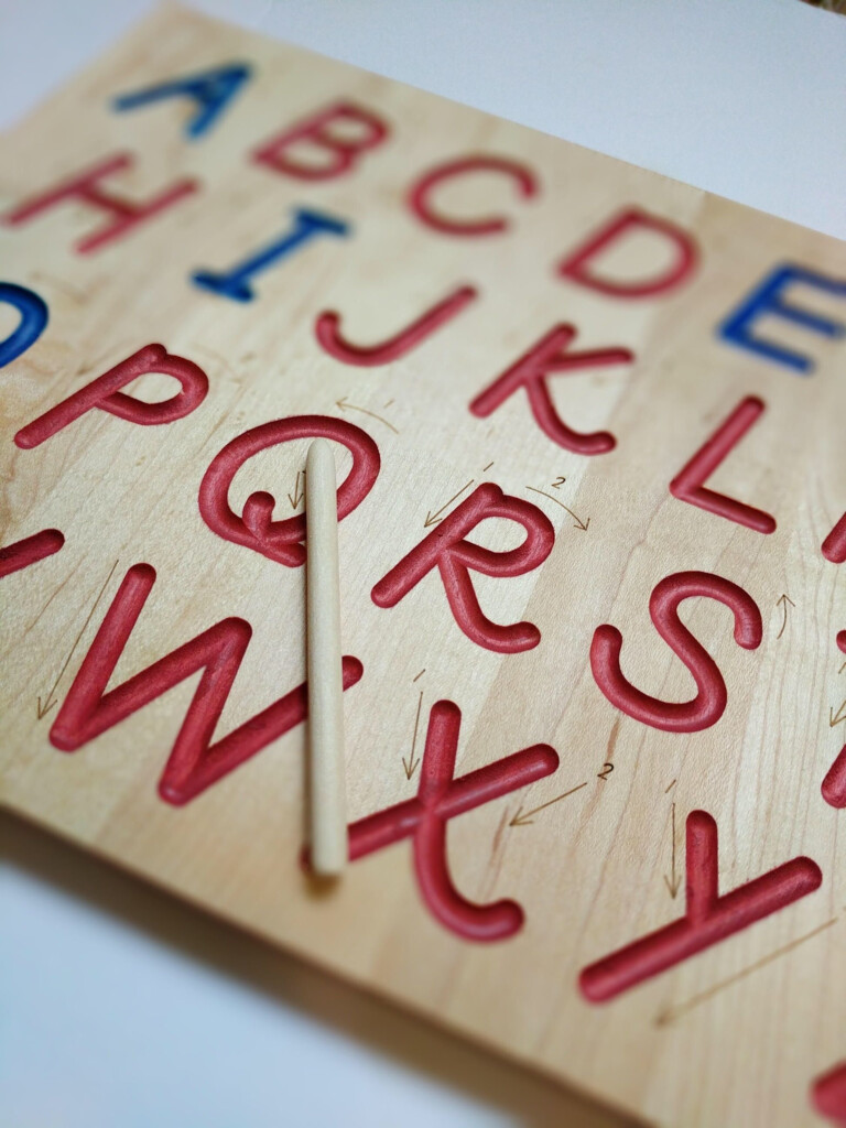 Alphabet Tracing Board Montessori Colors D nealian Font Etsy 