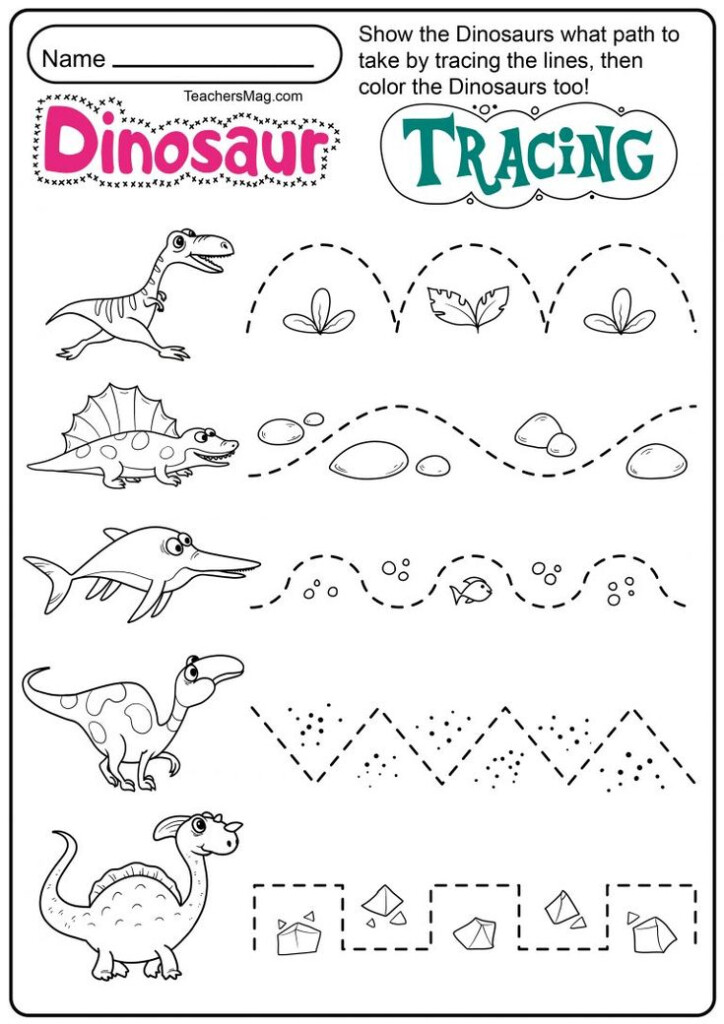 Dinosaur Letters Number Tracing Worksheets TeachersMag 