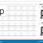 Letter P Tracing And Writing Worksheets Stock Vector Illustration Of