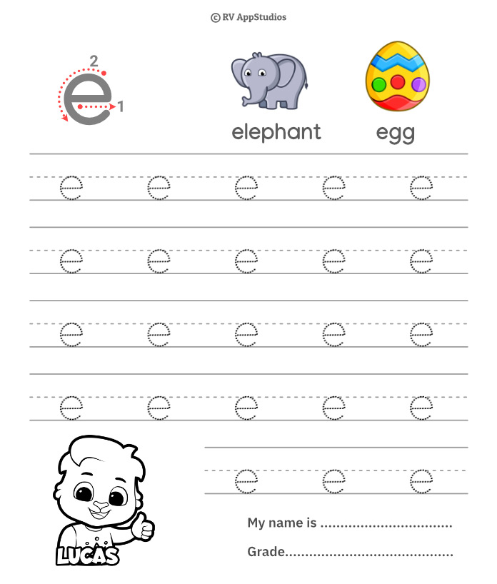 Lowercase Letter E Tracing Worksheets Trace Small Letter E Worksheet