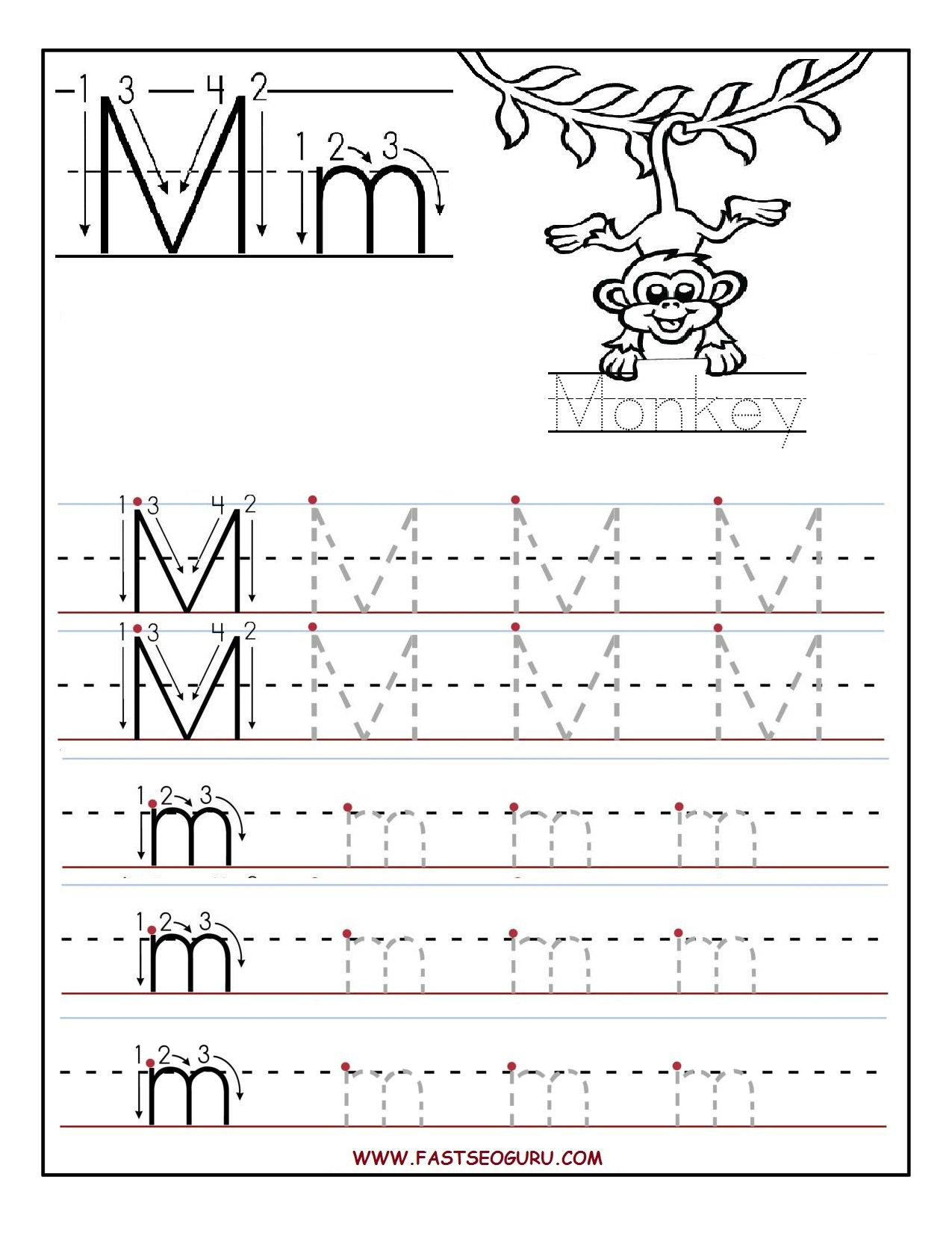 Printable Letter M Tracing Worksheets For Preschool Printable Letter M Tracing Worksheets For Preschool