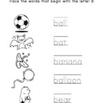 Trace Words That Begin With The Letter B Learning Worksheets