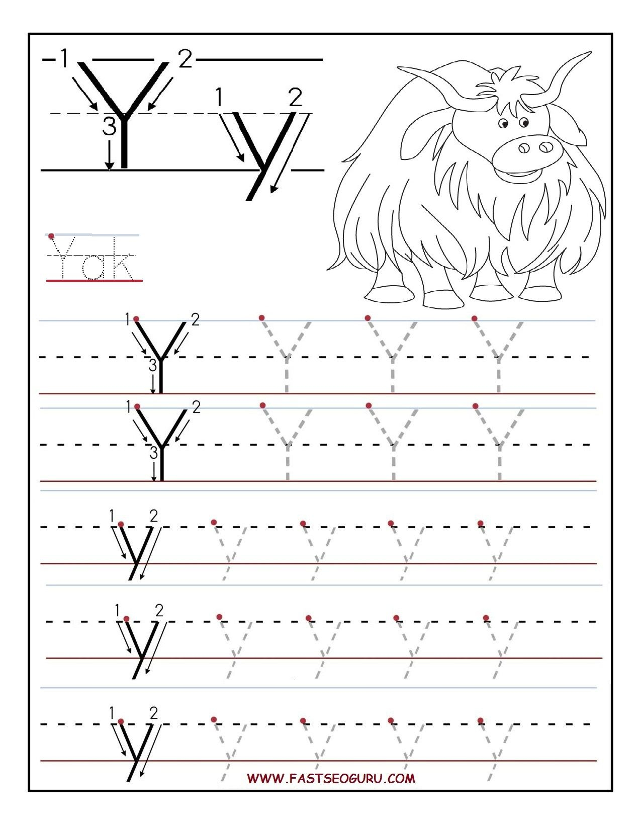Tracing Letter Y Worksheets TracingLettersWorksheets