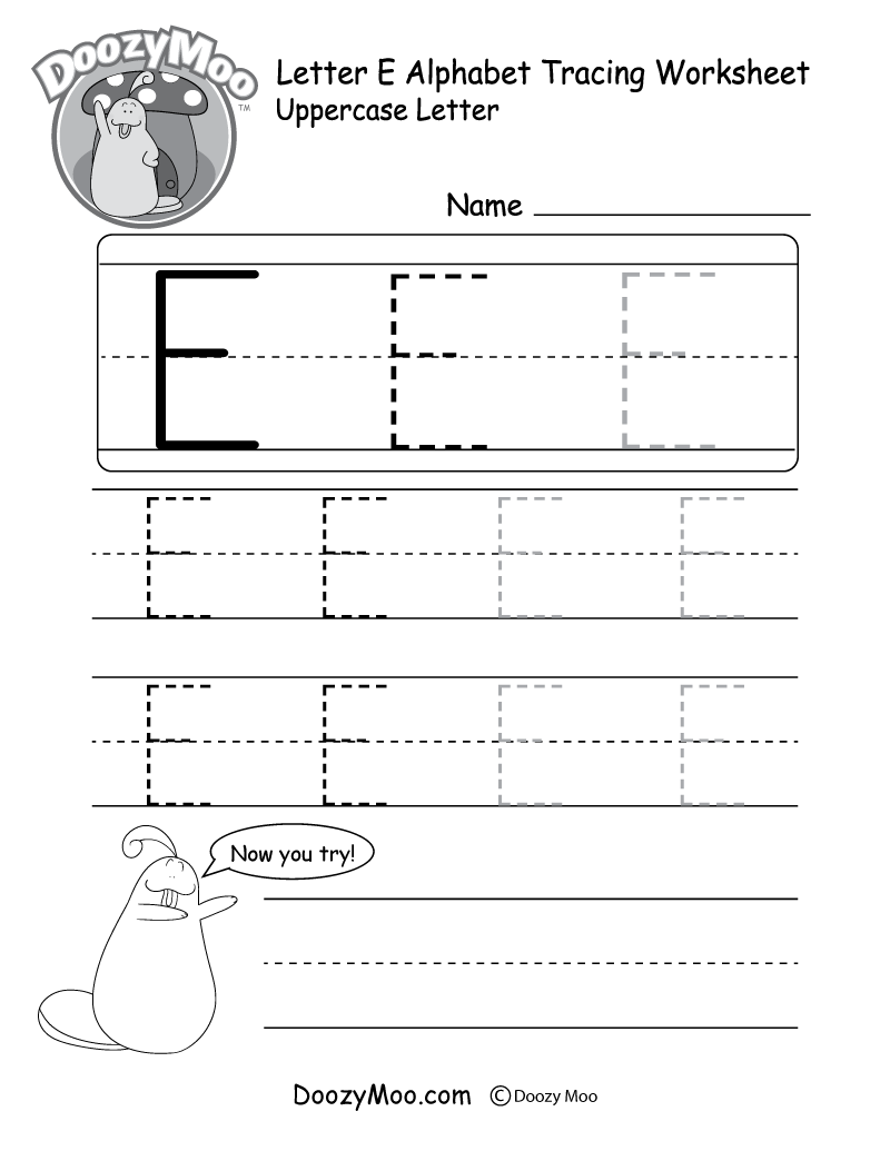 Uppercase Letter E Tracing Worksheet Doozy Moo Uppercase Letter E Tracing Worksheet Doozy Moo