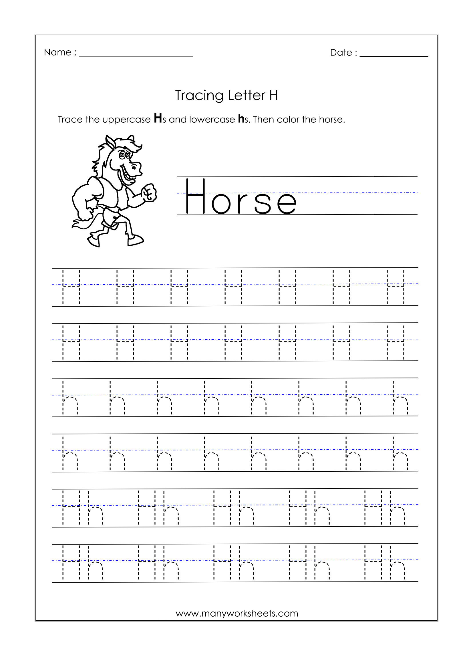 Alphabet Tracing Letter H TracingLettersWorksheets Alphabet Tracing Letter H TracingLettersWorksheets