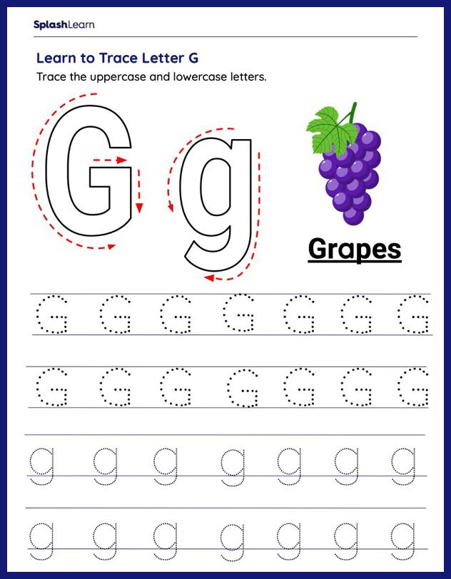 Learn To Trace Letter G ELA Worksheets SplashLearn