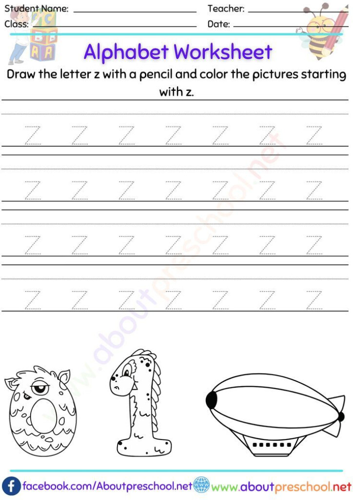 Letter Trace Worksheet z English Alphabet Pronunciation English 