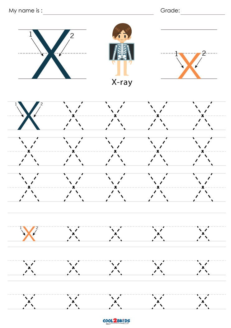 Letter X Tracing Worksheets