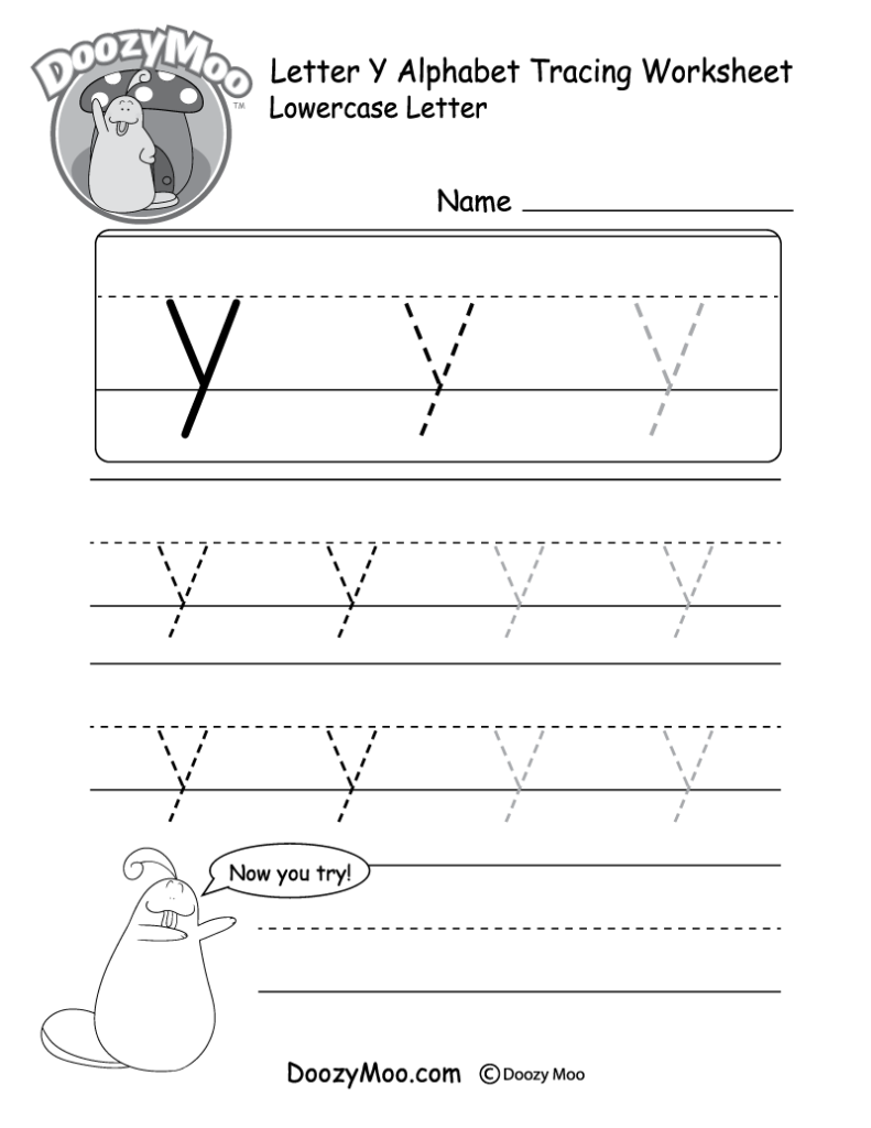 Lowercase Letter y Tracing Worksheet Doozy Moo