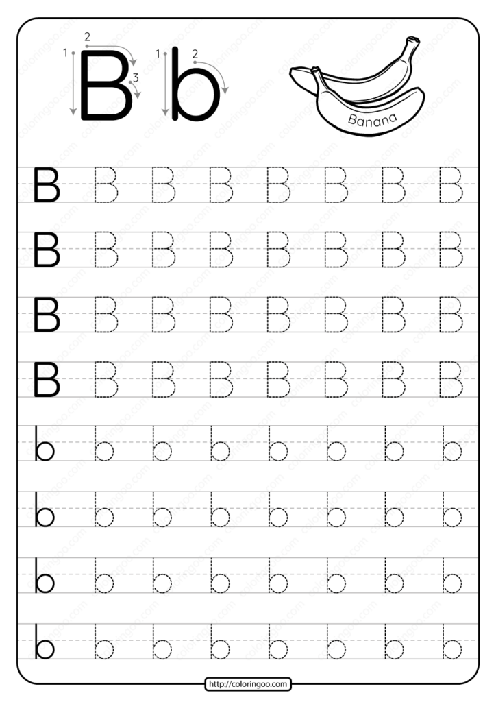 Printable Dotted Letter B Tracing Pdf Worksheet